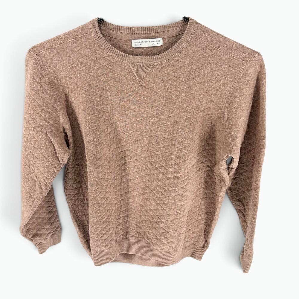 Holderness & Bourne The Ward Sweater XL Mens Heathered Rye Quilted Knit Golf - Picture 3 of 9
